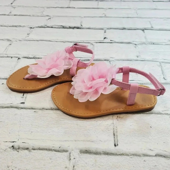 COPY - Soft Pink Flower Flip Flops. Toddler Girl Shoes. - Picture 3 of 6